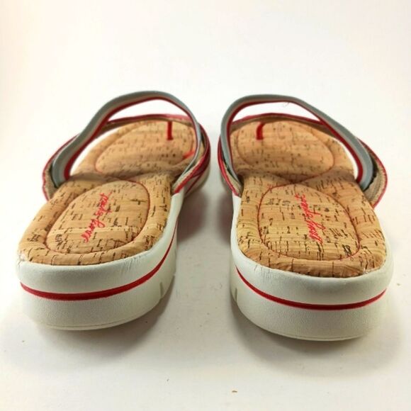 Easy Spirit Nicedayh Cork and Leather Banded Thong Sandal Women's 9M Red/ White. - Picture 6 of 11